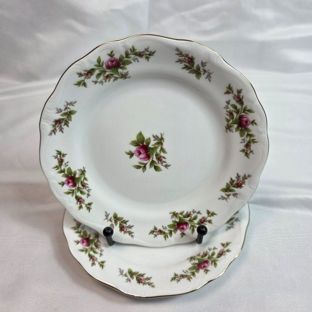 TWO Johann Haviland Moss Rose (Thailand Traditions) Bread Plates Pink Roses